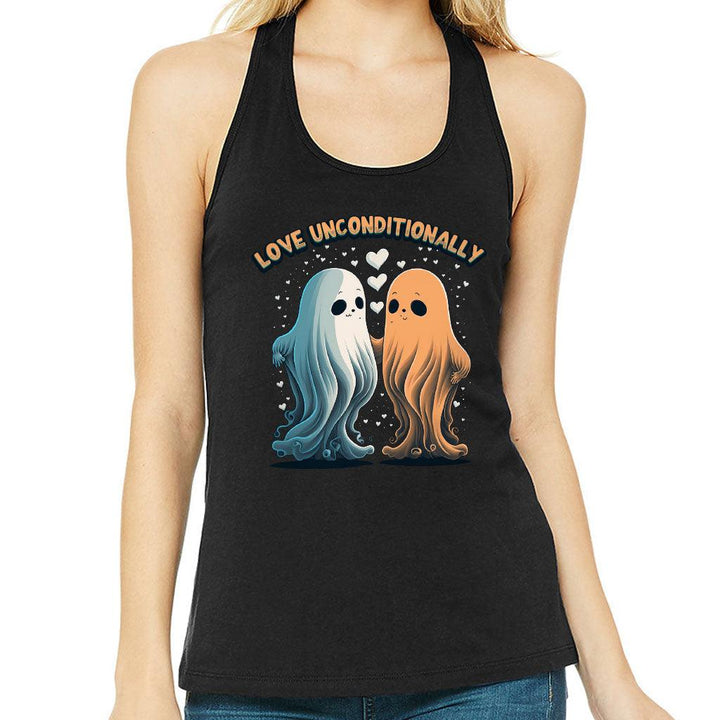 Love Unconditionally Women's Racerback Tank - Ghost Print Tank Top - Graphic Workout Tank - MRSLM