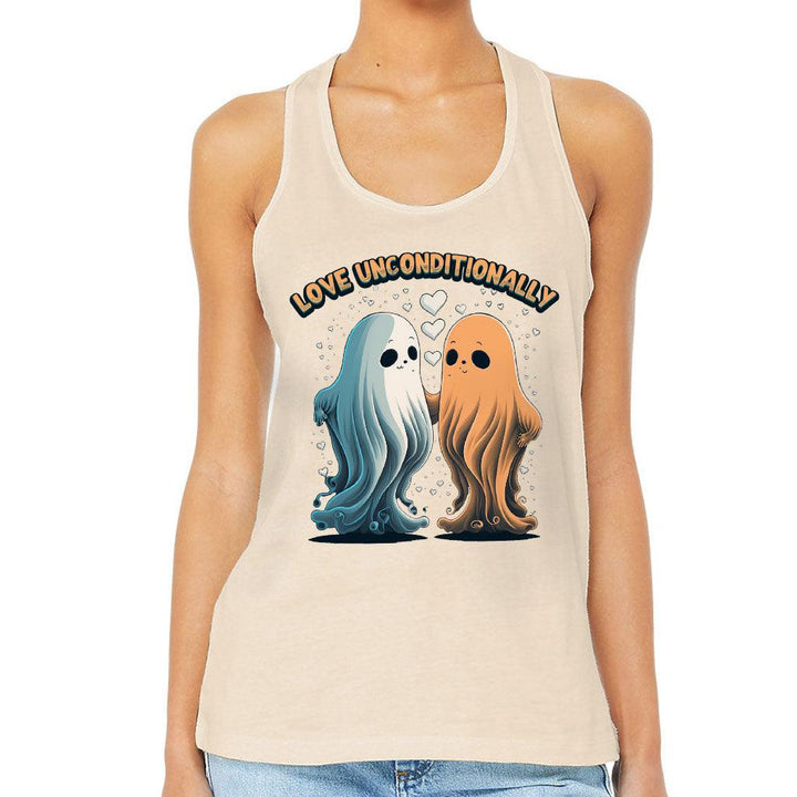 Love Unconditionally Women's Racerback Tank - Ghost Print Tank Top - Graphic Workout Tank - MRSLM