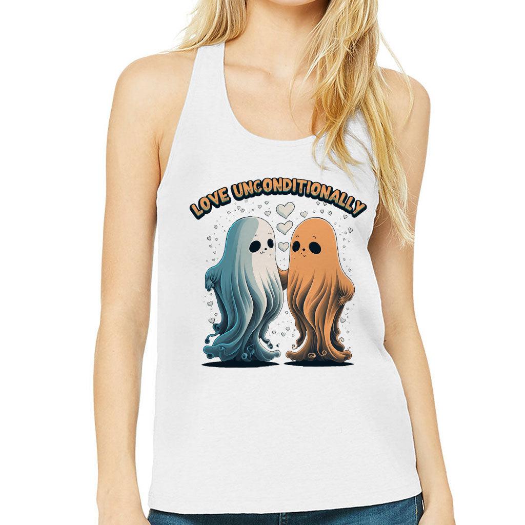 Love Unconditionally Women's Racerback Tank - Ghost Print Tank Top - Graphic Workout Tank - MRSLM