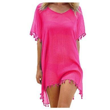 Women Blouses Loose Chiffon Dress Summer Beach Tunic Cover-Up Shirt - MRSLM