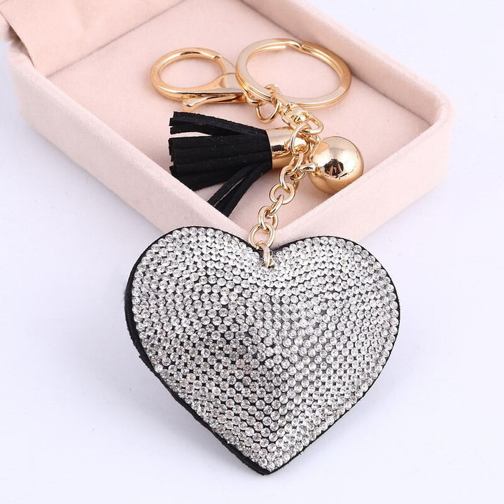 Heart Shaped Keychain with Crystals