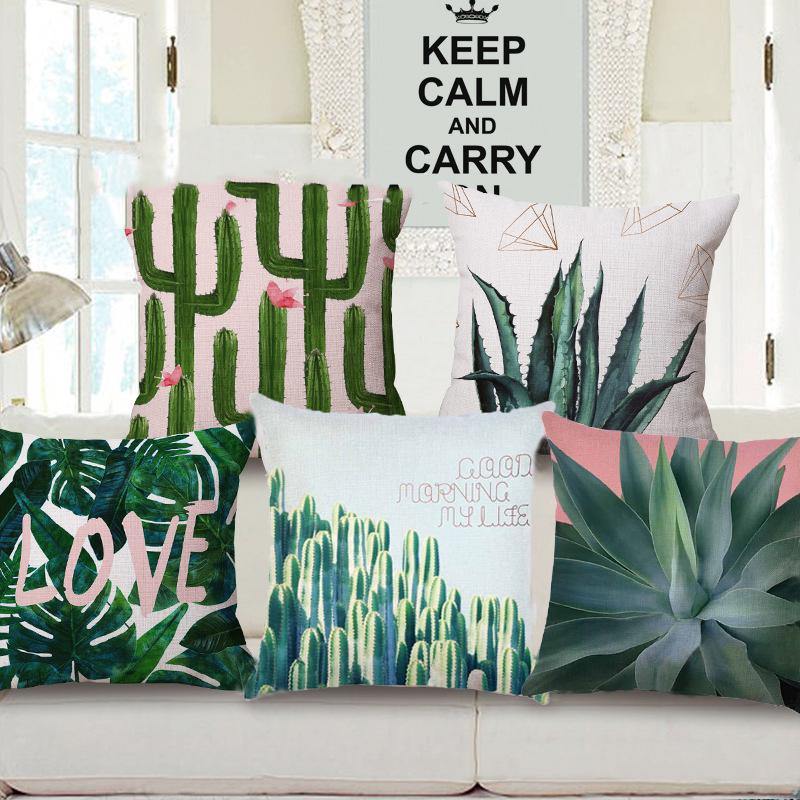 Fresh Plants Linen Pillow Case Waist Cushion Cover Bags Home Car Decor 45x45cm - MRSLM