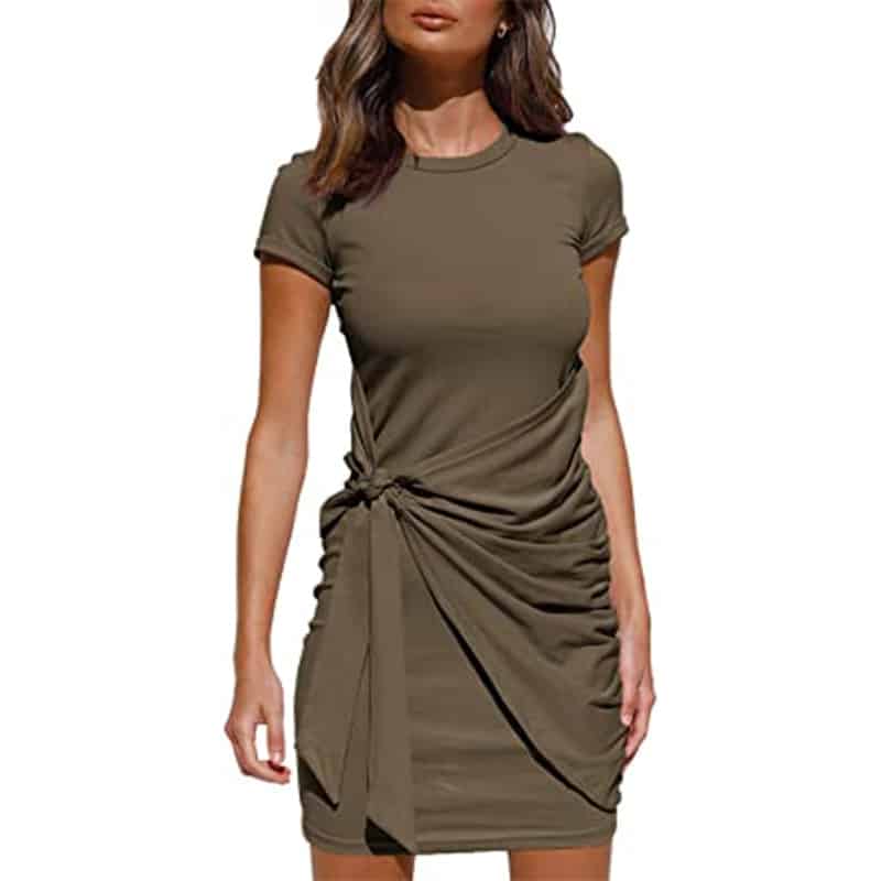 Women's Short Sleeved Wrap Ruched Dress