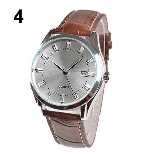 Men Vintage Date Calendar Dial Faux Leather Business Analog Quartz Wrist Watch - MRSLM