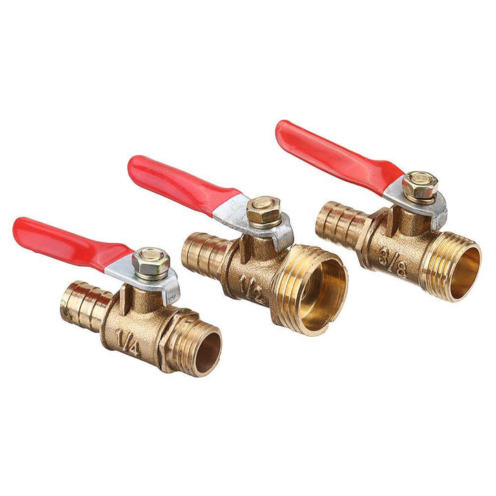 10mm Hose Barb to BSP Male Thread 1/2" 3/8" 1/2" Brass Inline Ball Valve Pipe Hose Coupler Adapter - MRSLM