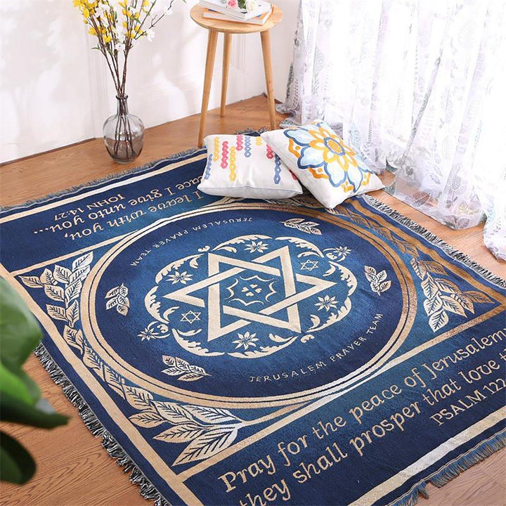 Folding Decorative Blanket Knit Tapestry Prayer Carpet Middle East Sofa Towel for Home Textiles - MRSLM