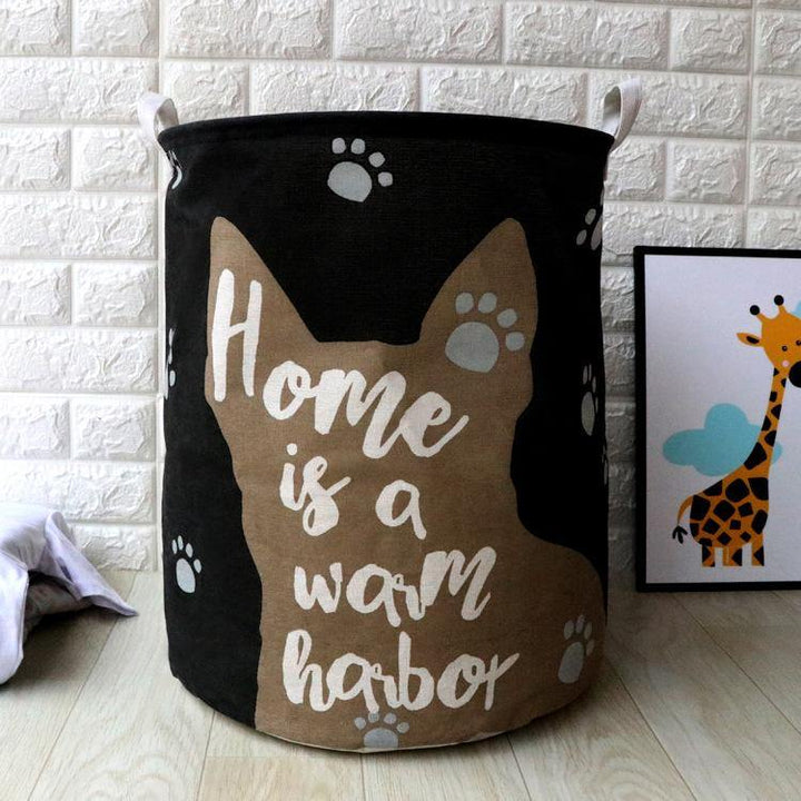 Dirty Clothes Storage Baskets Toy Storage Bucket Cartoon Folding Fabric Hamper Marble Laundry Basket - MRSLM