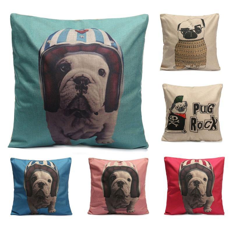 Dogs Throw Pillow Case Square Cushion Cover Home Office Sofa Car Decor - MRSLM