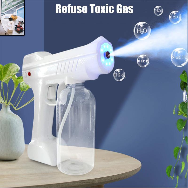 Blue Light Atomizing Spray Gun Handheld Wireless Atomizing Fogger Disinfection Sprayer Nano Sprayer Household Supplies - MRSLM