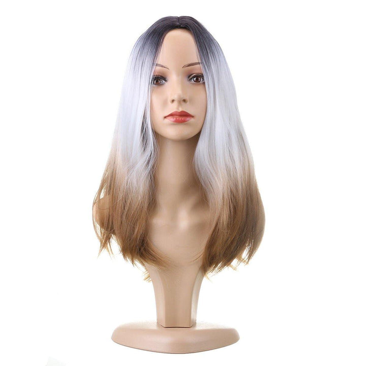 hair 26" 270g Long Synthetic Hair Wig Adjustable Ombre Grey Body Wavy Hair Wigs For Women Cosplay Heat Resistant 1PC - MRSLM