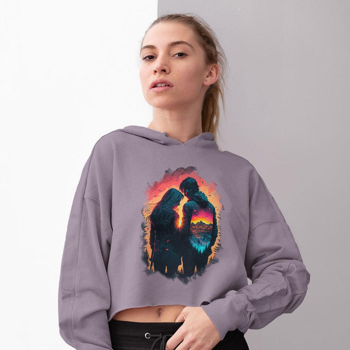 Nature Print Women's Cropped Hoodie - Couple Cropped Hoodie - Art Hooded Sweatshirt - MRSLM