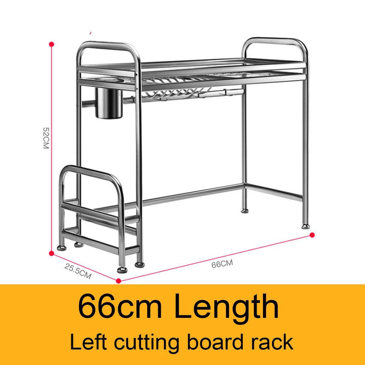 66cm/91cm Stainless Steel Over Sink Dish Drying Rack Storage Multifunctional Arrangement for Kitchen Counter - MRSLM