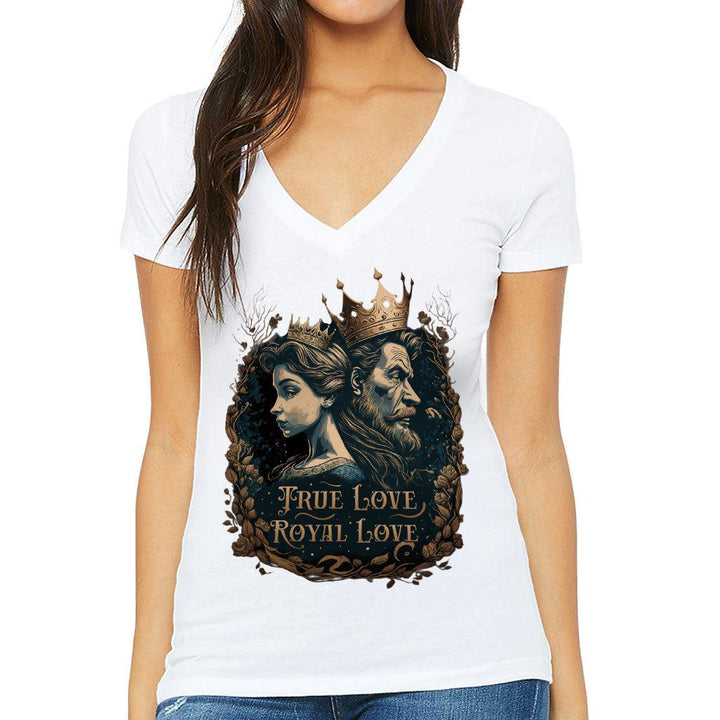 Royal Love Women's V-Neck T-Shirt - Printed V-Neck Tee - Colorful T-Shirt - MRSLM