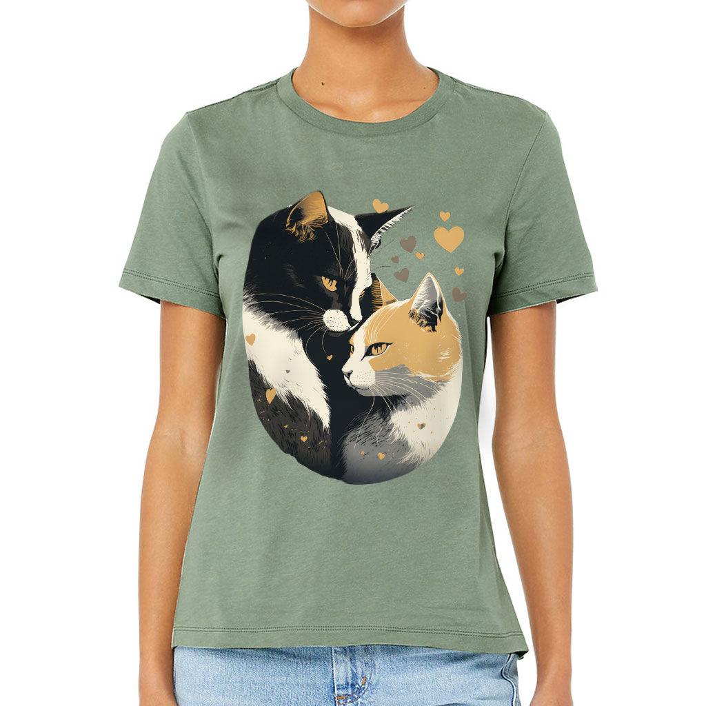 Cat Love Women's T-Shirt - Couple Style T-Shirt - Printed Relaxed Tee - MRSLM