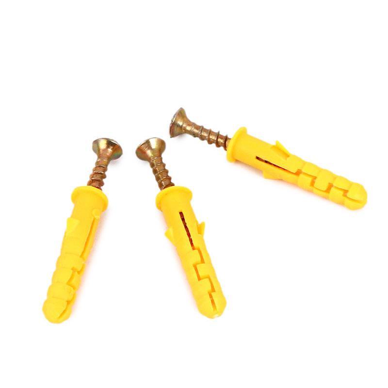 6mm x 30/60/80mm Yellow Croaker Plastic Expansion Bolts Expansion Tube Self-Tapping Screw for Door Window Frames Cabinet Fixing - MRSLM