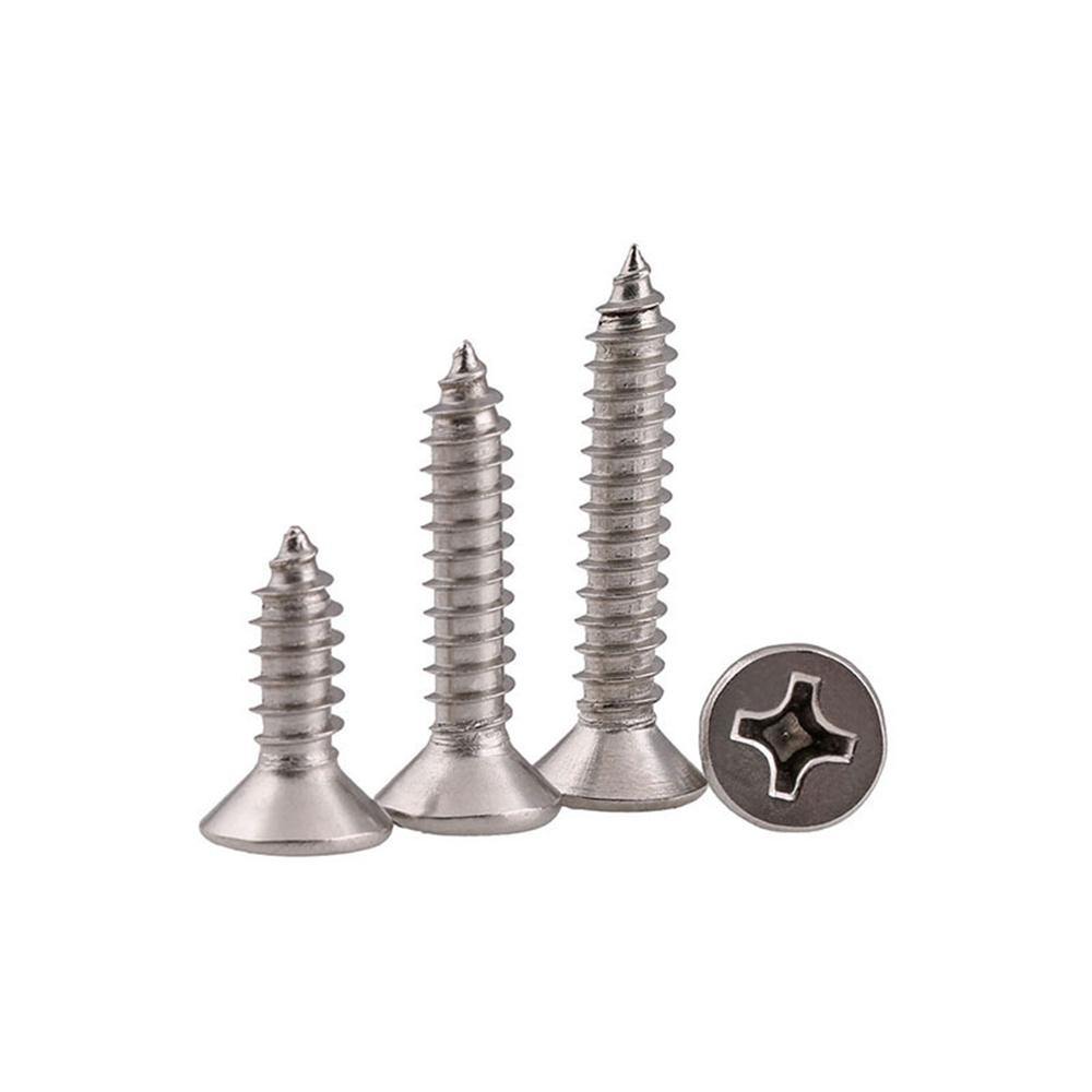 Suleve M2.6SP1 100Pcs M2.6 304 Stainless Steel Cross Flat Head Self Tapping Screw Wood Screws Speaker Screws Optional Length - MRSLM