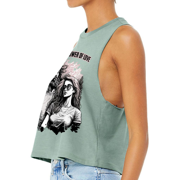 Embrace the Power Of Love Racerback Cropped Tank - Graphic Women's Tank - Unique Tank Top - MRSLM