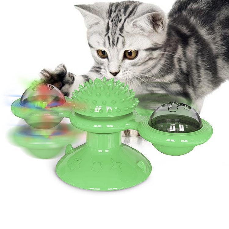 Soft Silicone Cat Toy Turntable Teasing Pet Toy Funny Interactive Massage Scratching Tickle Toy With Suction Cup - MRSLM