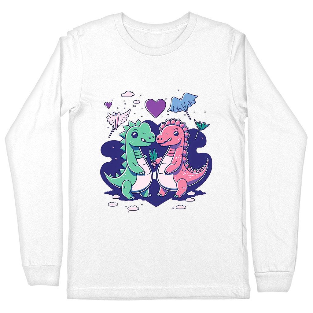 Dinosaur Graphic Long Sleeve T-Shirt - Cartoon T-Shirt - Themed Long Sleeve Tee - MRSLM