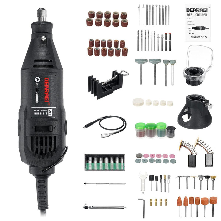 AC 220V/110V 180W Electric Rotary Tool Power Drills Grinder Engraver Polisher DIY Tool Micro Electric Drill Set With Accessories - MRSLM