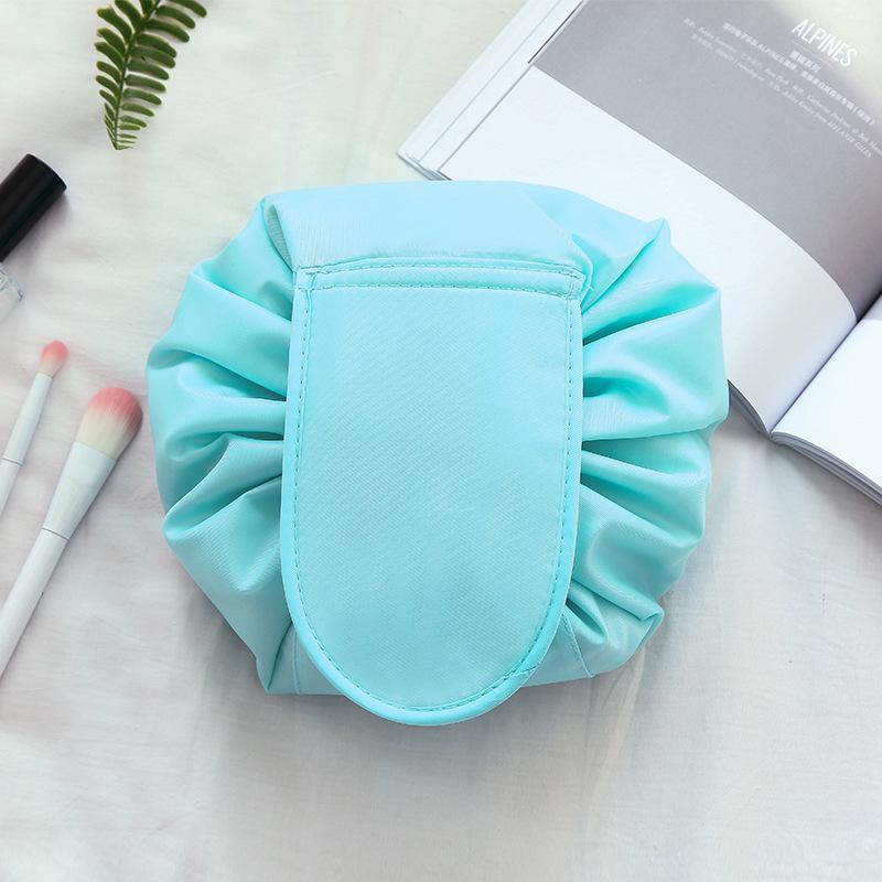 Polyester Solid Color Drawstring Cosmetic Bag Travel Portable Lazy Storage Bag - MRSLM