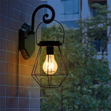 Solar Powered Vintage LED Lantern Hanging Light Outdoor Garden Yard Lamp Decor - MRSLM