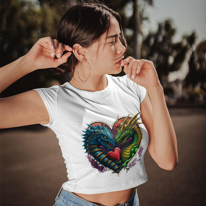 Animal Themed Women's Cropped T-Shirt - Dinosaur Graphic Crop Top - Colorful Cropped Tee - MRSLM