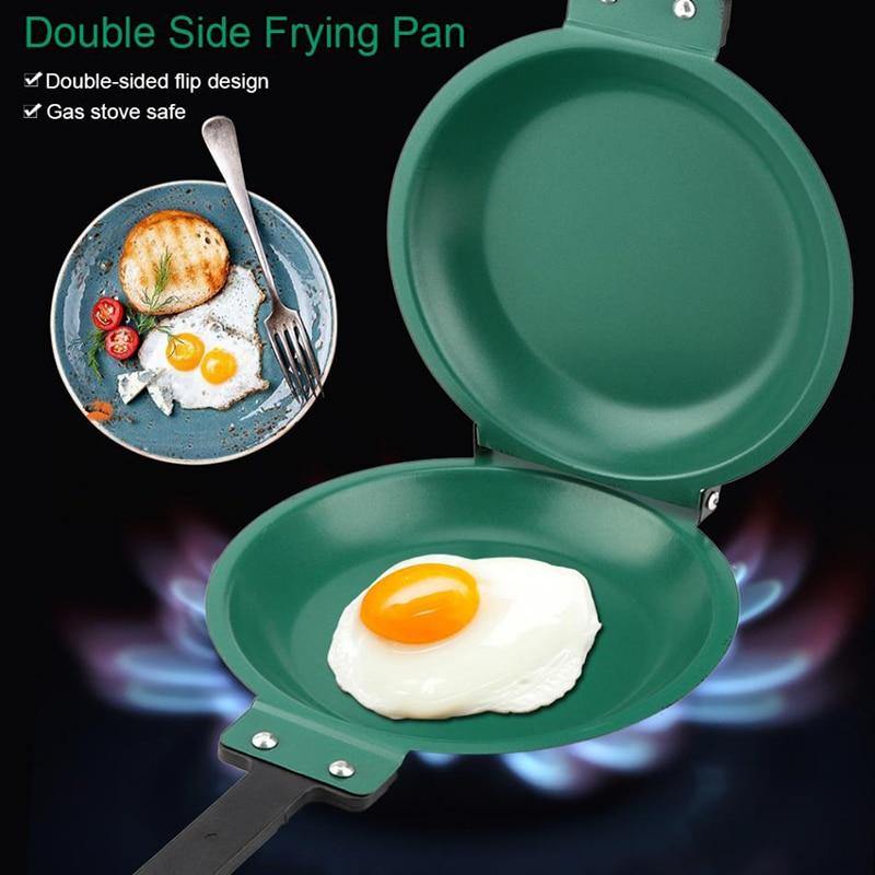 Double Side Frying Pan Green Non-stick Flip Frying Pan With Ceramic Coating Pancake Maker For Household Kitchen Cookware - MRSLM