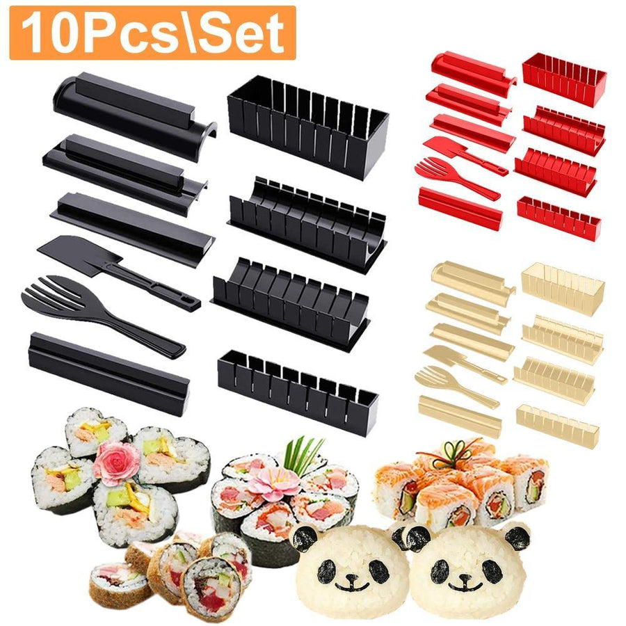 10 Pcs DIY Sushi Maker Set Sushi Making Tools Japanese Rice Ball Mold Sushi Roll Mould Multifunctional Kitchen Cooking Tools - MRSLM