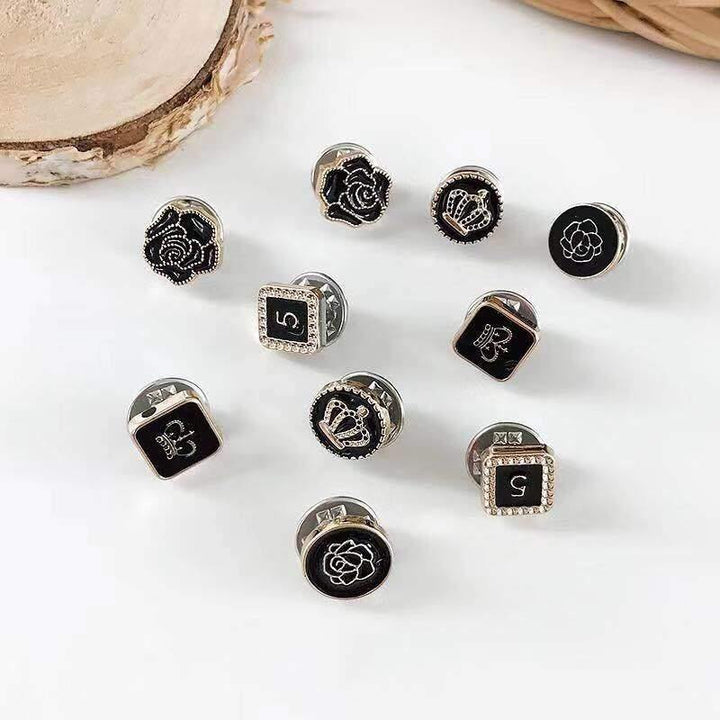 10pcs Button Brooch Set Imitation Pearl Rhinestones Pin Coat Clothes Accessories Gift Prevent Exposure Brooches for Women - MRSLM