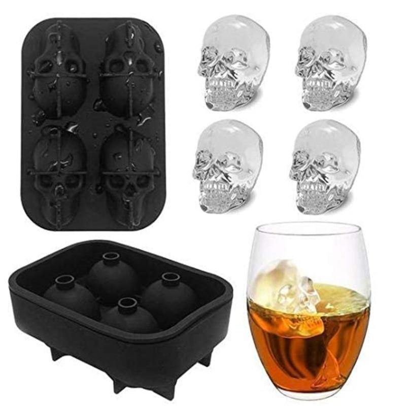 Ice Cube Maker DIY Creative Silica Gel Gun Bullet Skull Shape Tray Mold Home Bar Party Cool Whiskey Wine Ice Cream Bar Tool - MRSLM