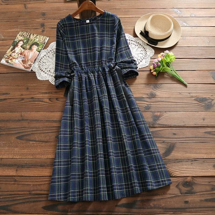 Plaid Linen Women's Mori Dress