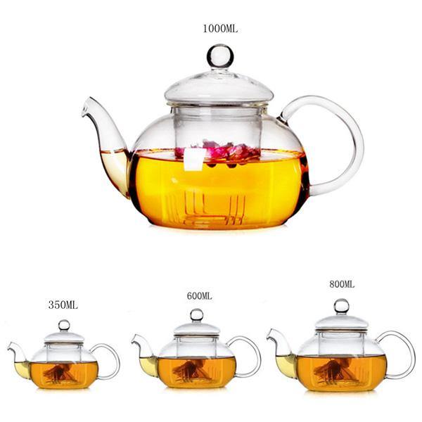 350ML-1000ML Heat Resistant Glass Teapot With Infuser Coffee Tea Leaf - MRSLM