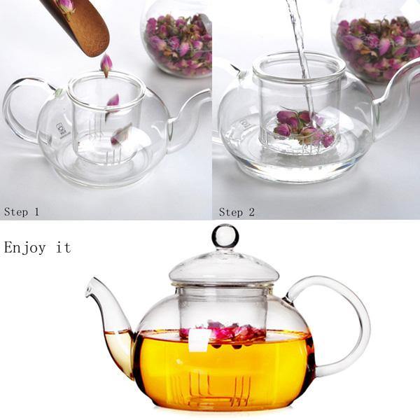 350ML-1000ML Heat Resistant Glass Teapot With Infuser Coffee Tea Leaf - MRSLM