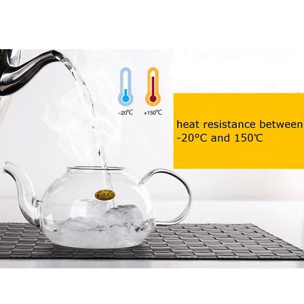 350ML-1000ML Heat Resistant Glass Teapot With Infuser Coffee Tea Leaf - MRSLM