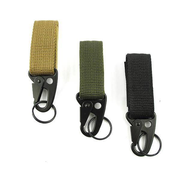 Carabiner Hook Webbing Buckle Nylon Molle Belt Hanging Key Ring Outdoor Tool - MRSLM