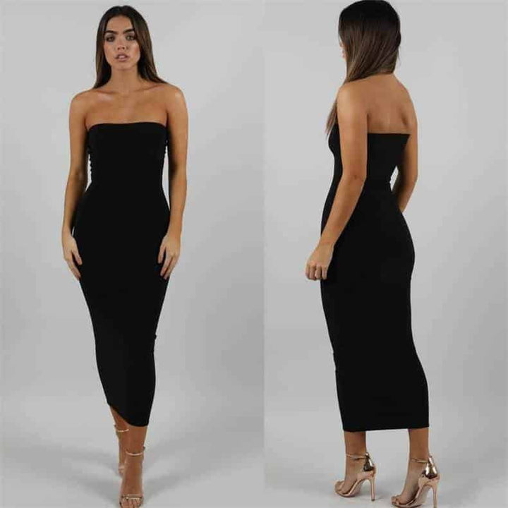 Sexy Strapless Long Bodycon Dress for Women