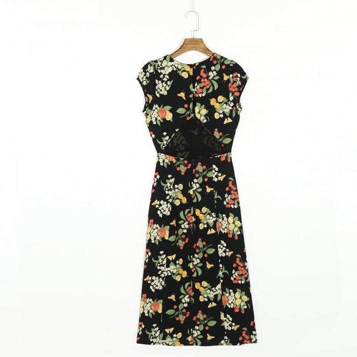 Summer Casual Flower Printed Round Neck Dress