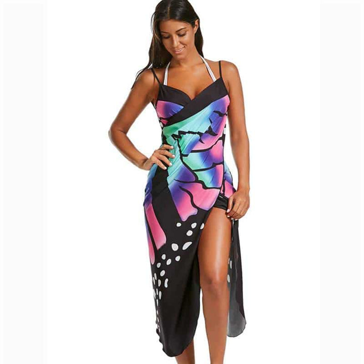 Women's Butterfly Printed Beach Long Dress