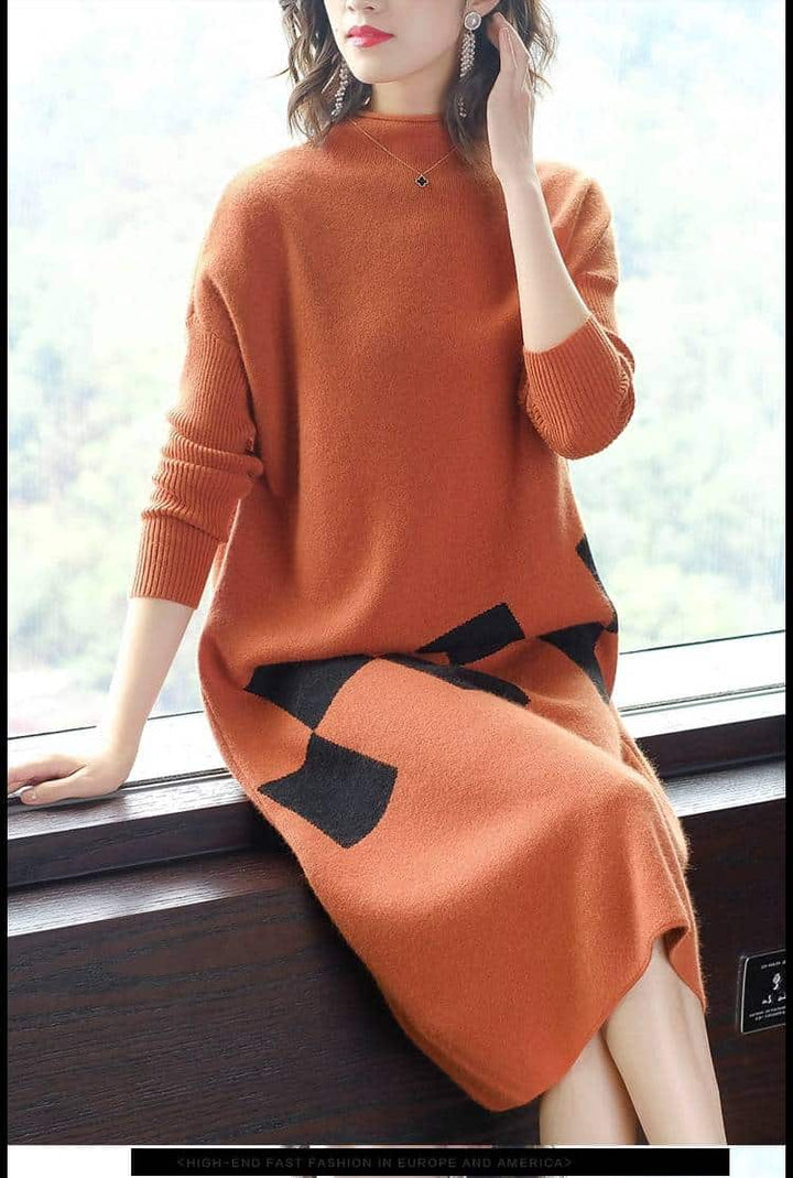 Women's Knitted Orange Dress