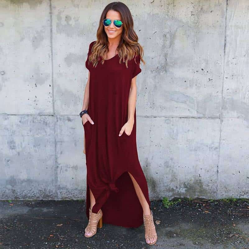 Women's V-Neck T-Shirt Maxi Dress