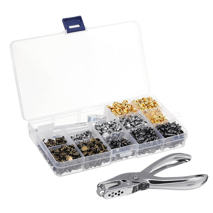 480Pcs Double Cap Rivet Tool Kit Metal Studs Hat Bag Leather Clothes Craft - MRSLM