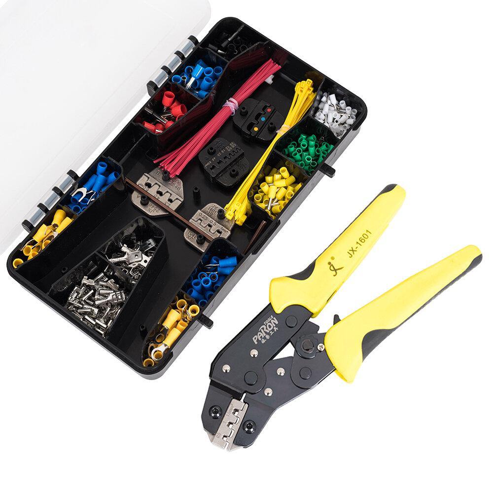 Paron JX-M5S 5 IN 1 Crimper Plier Terminal Crimper Ratchet Crimper Tube Type Crimper Tools Kit with 450Pcs Terminals - MRSLM