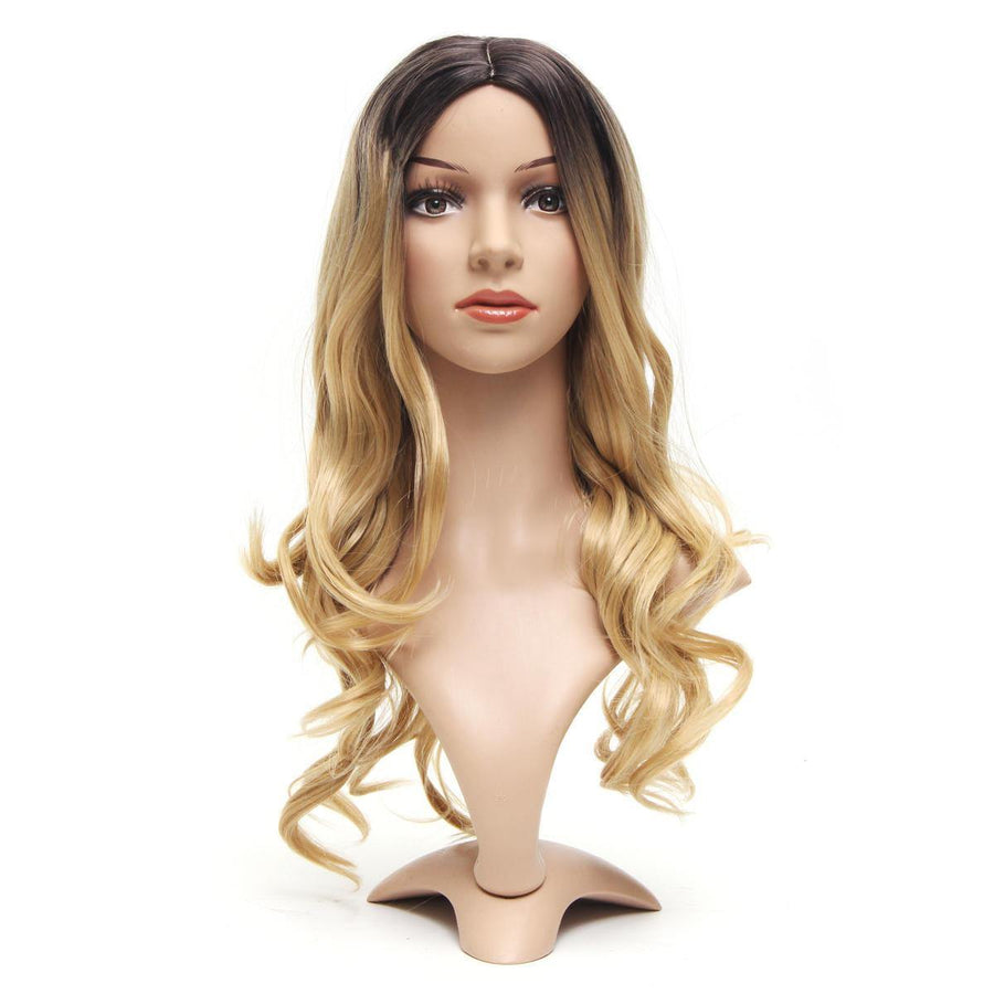 Women Wig Full Synthetic Long Wavy Hair Ombre Blonde Party Wigs - MRSLM