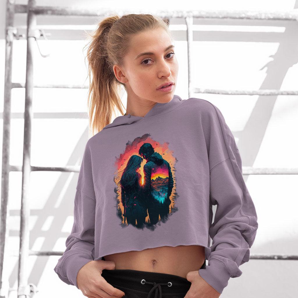 Nature Print Women's Cropped Hoodie - Couple Cropped Hoodie - Art Hooded Sweatshirt - MRSLM