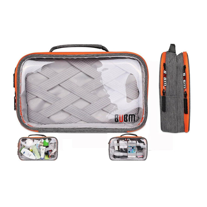 BUBM TTR Multi-functional Portable Transparent Electronics Accessories Organizer Travel Cosmetics Carrying Case Wash Supplies Storage Bag - MRSLM