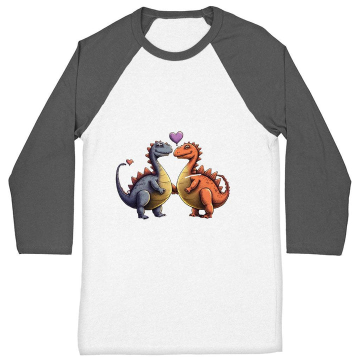 Love Couple Baseball T-Shirt - Dinosaur Print T-Shirt - Printed Baseball Tee - MRSLM