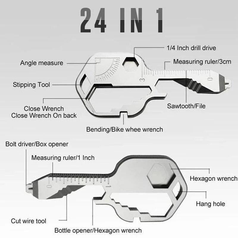 Multi-Tool Key Multifunctional Key Pendant Wrench Set Universal Keys Gear Clips Measuring Adjustable Portable Home Hand Tool - MRSLM