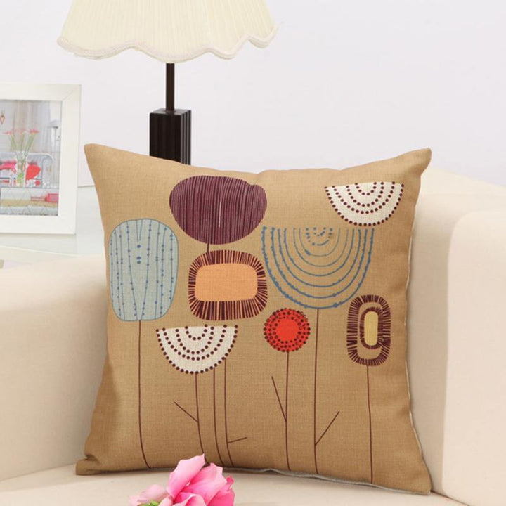 Concise Style Flower Pattern Decoration Cushion Cover Square Linen Pillow Case - MRSLM