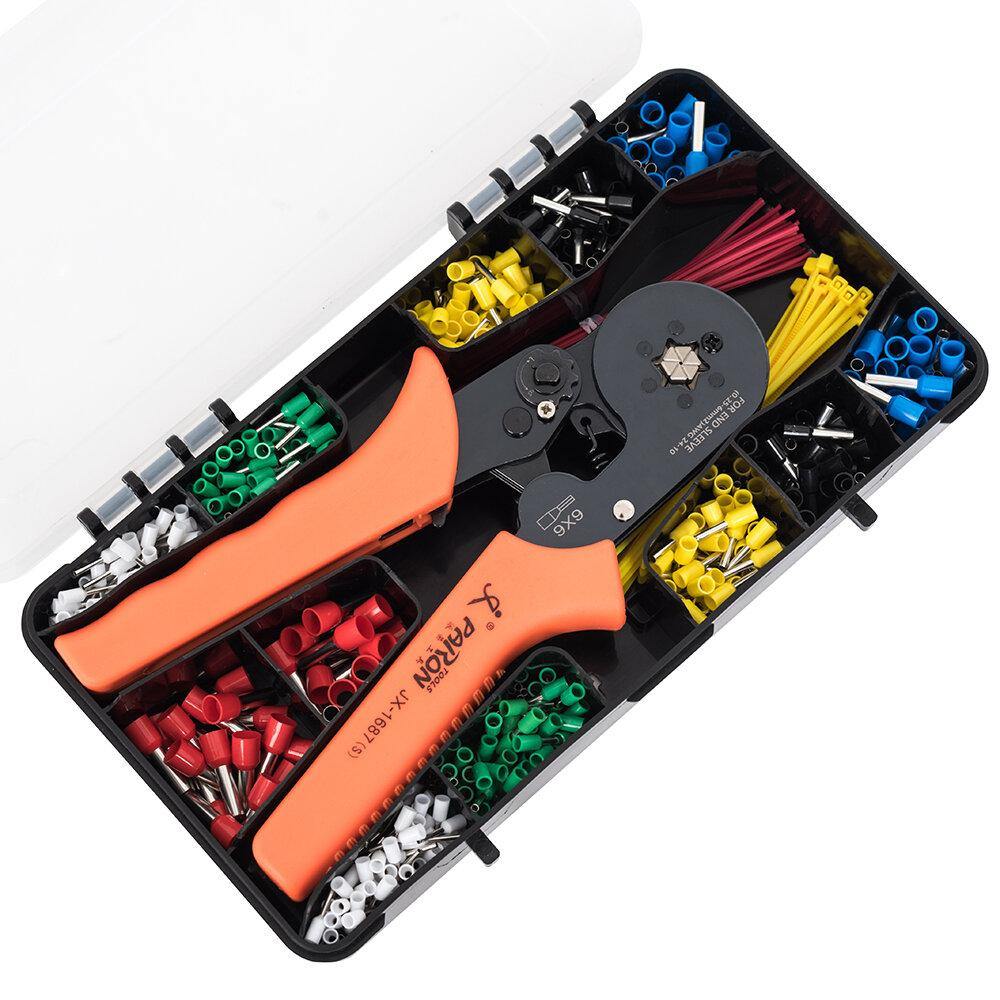 Paron JX-M1687TS Crimper Plier Hexagonal Tube Terminal Crimper Cold Crimper Tube Type Crimper Tools Kit with 850Pcs Terminals - MRSLM